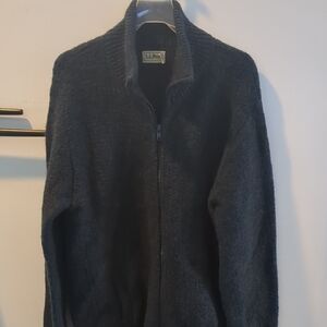 L.L. Bean Men's Charcoal Gray Full-Zip Wool Blend Sweater